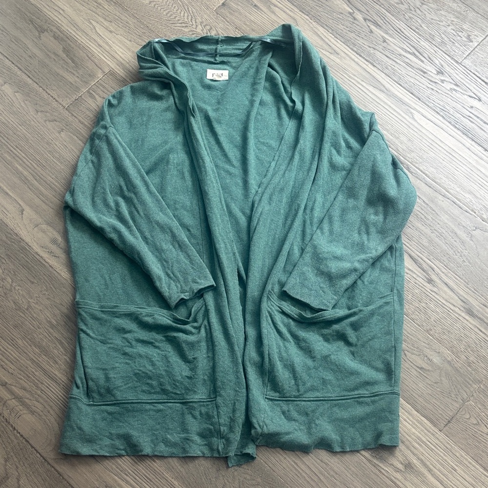 Pact | Green Teal 100% Organic Cotton Open Front Cardigan Sweater XL/XXL